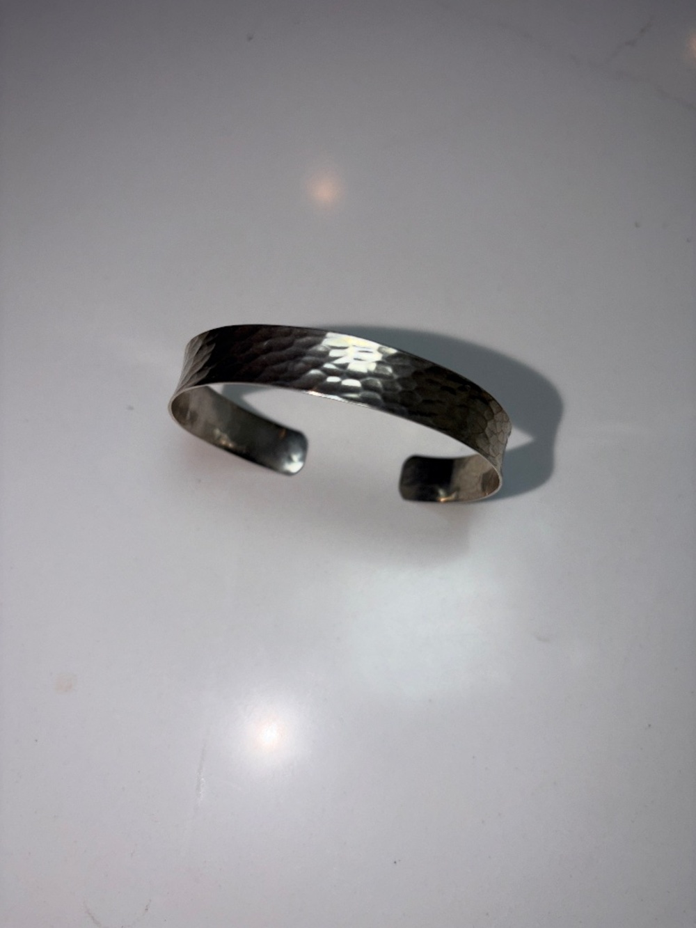 Pretty Hammered .925 Sterling Silver Adjustable Cuff Bracelet